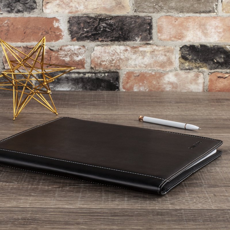 Refillable Notepad and Notetaker Set - Faux Leather Cover, 8.5x11, Black