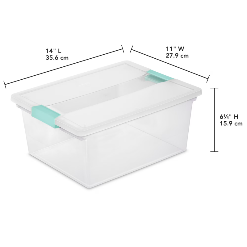 Sterilite Deep Clip Storage Box - Clear Plastic, Set of 1