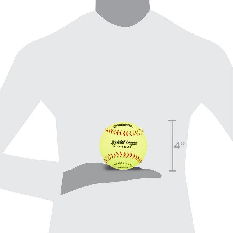 Slow Pitch Softballs 12 Inch Yellow Practice Softballs (4 Pack)