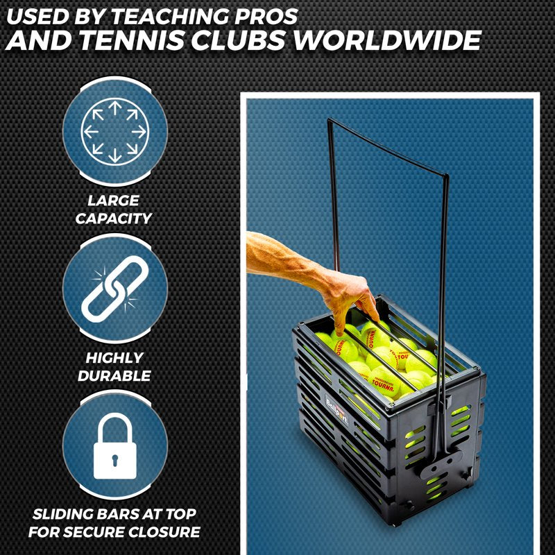 Tennis Ball Hopper with 80 Capacity Lightweight & Durable Red