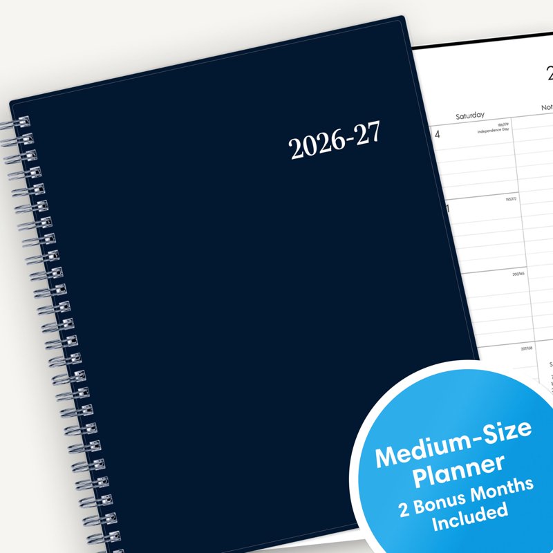 Academic Year Planner 2026-2027 - Weekly & Monthly Calendar, 7x9” Navy Cover