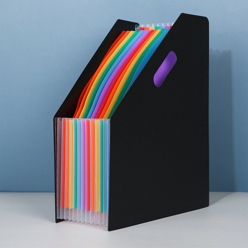 13-Pocket Accordion File Folder with Handle - Portable A4 Document Organizer