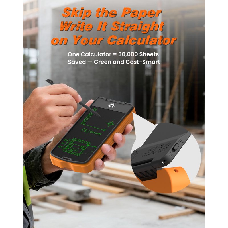 Construction Calculator with Writing Tablet - Eco-Friendly, Heavy-Duty for Contractors