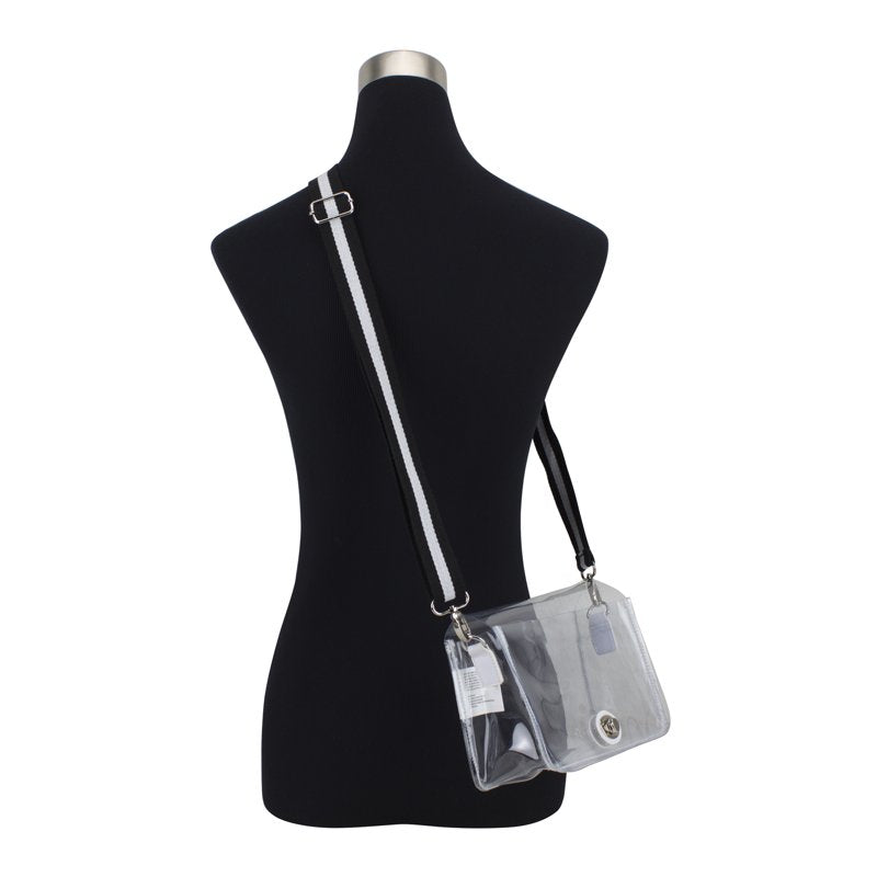 Clear Crossbody Bag with Webbing Strap - Unisex Fashion Purse