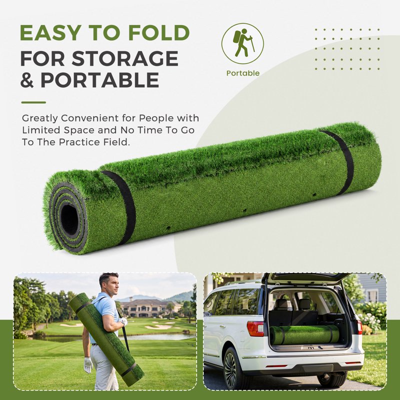 Vipuse 5*4 FT Premium Golf Hitting Mat – Indoor/Outdoor Practice with Fairway & Rough Turf (Includes Balls, Tees & Strap) 5*4 FT