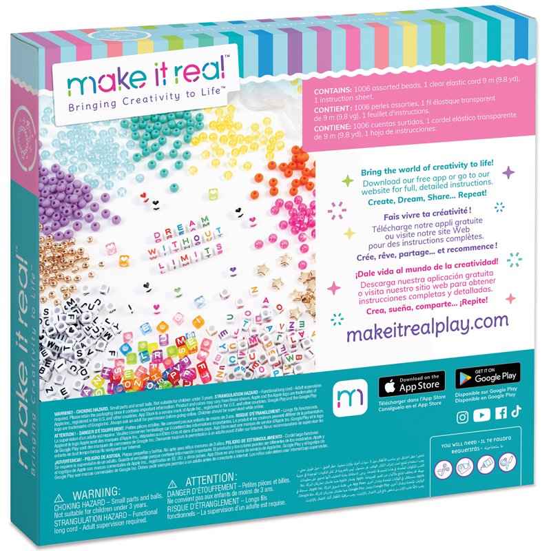 Alphabet Bead Bracelet DIY Kit for Kids - 1008 Assorted Beads & Craft Supplies