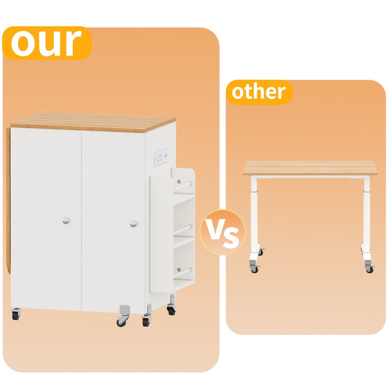 Foldable Sewing Table with Storage and Power Outlet — Space-Saving Craft Desk