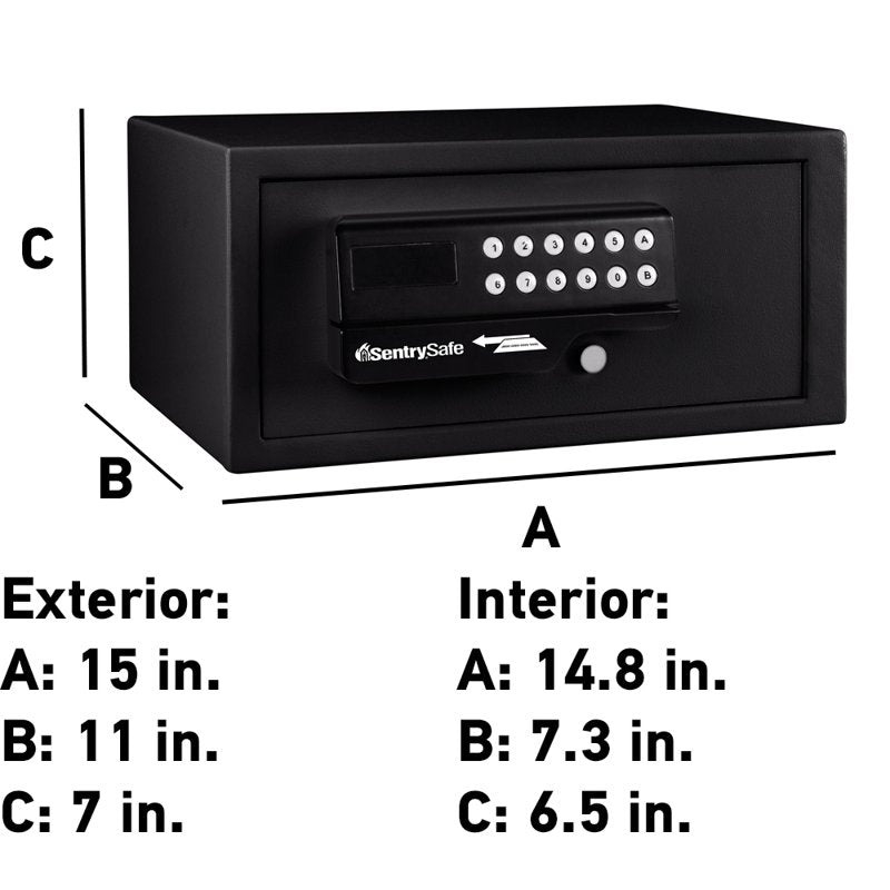 Electronic Hotel Safe with Card Swipe & Keypad, 0.41 Cu Ft, Black