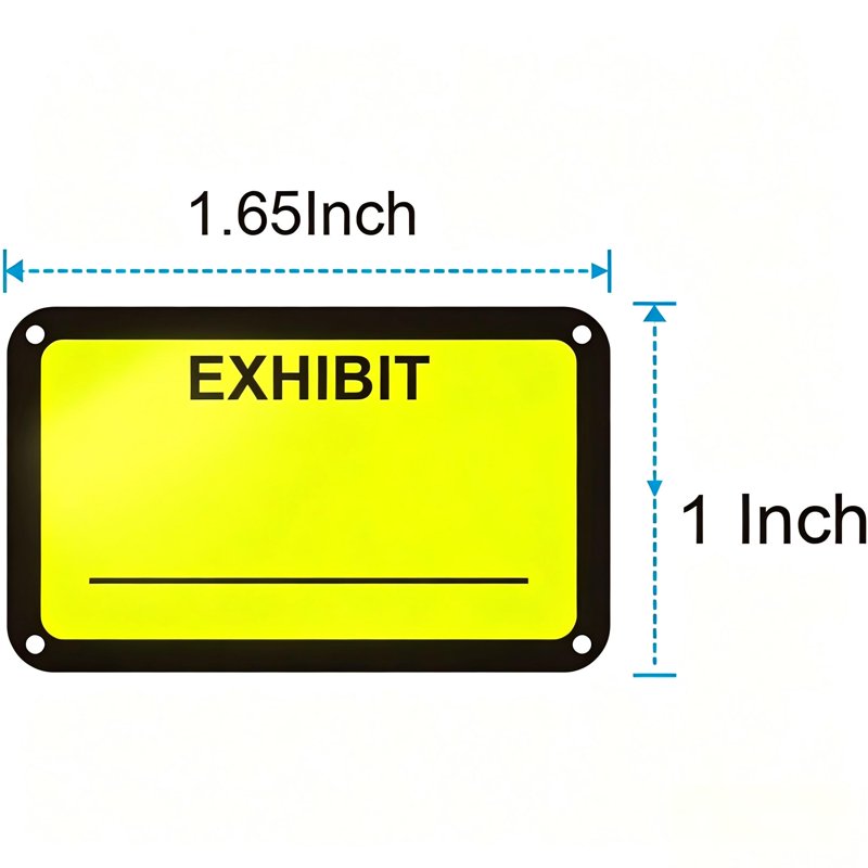 Yellow Legal Exhibit Labels - 1.65 x 1 Inch, 300 Pack for Document & Court Use