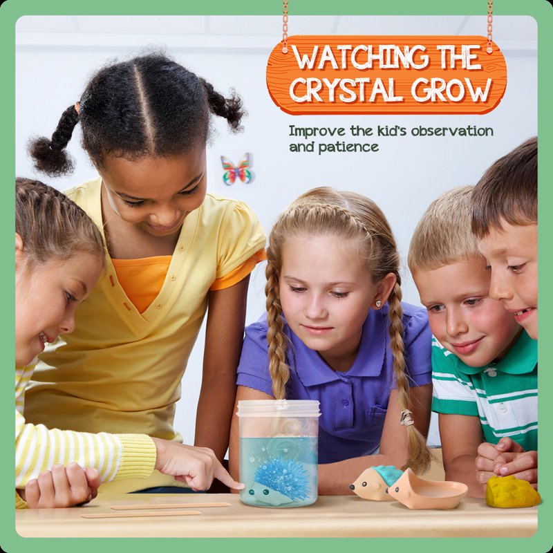 Crystal Hedgehog Growing Kit for Kids - STEM Science & Arts & Crafts Educational Toy, 2-Pack, Fast 24-Hour Crystals
