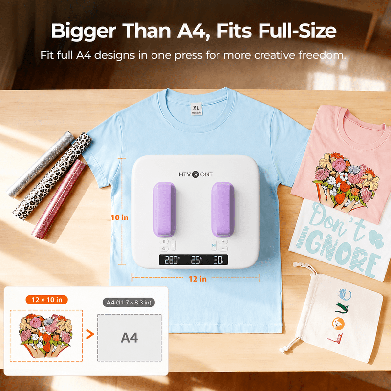 Portable 12x10 Inch Heat Press Machine for T-Shirts & Sublimation - Digital Pressure Display
