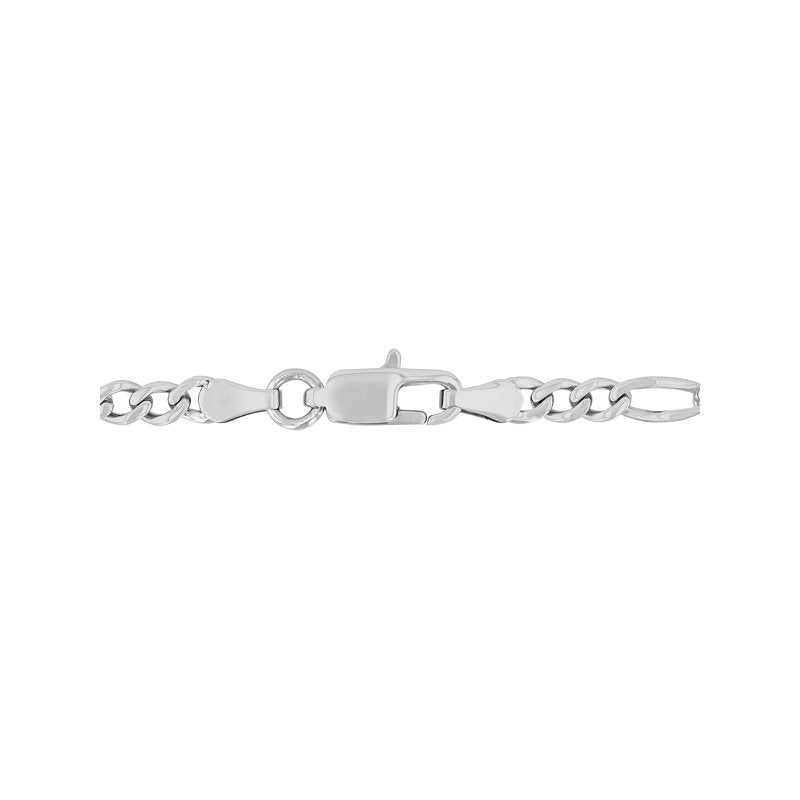 Men's Silver-Tone Stainless Steel Figaro Chain Necklace 22 Inch