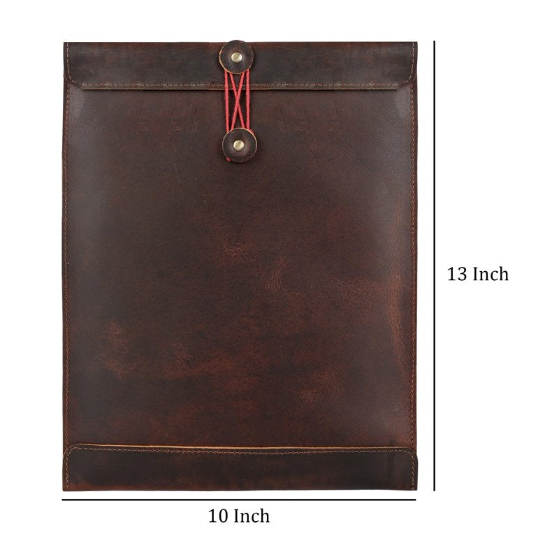 Leather Document Holder Mailing Envelope - 12.5 Inch Office Portfolio, Handmade Bourbon Brown