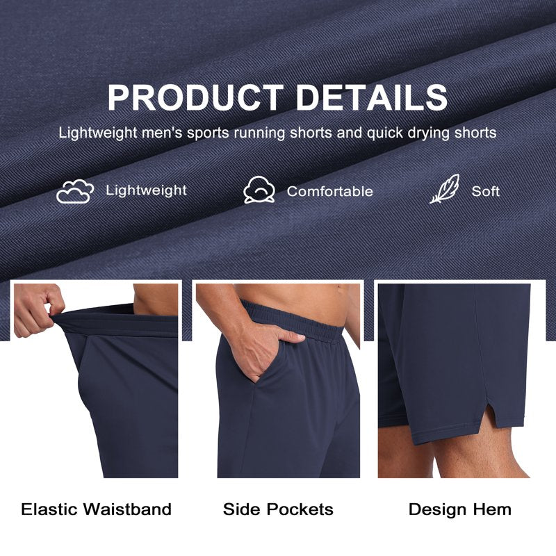Men's Athletic Running Shorts Quick Dry Lightweight Sports Gym Shorts - 7 Inch Inseam