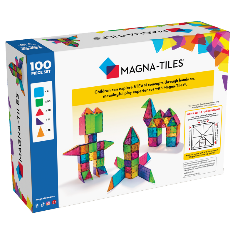 Magna-Tiles Classic 100-Piece Magnetic Building Set for Kids & Classroom