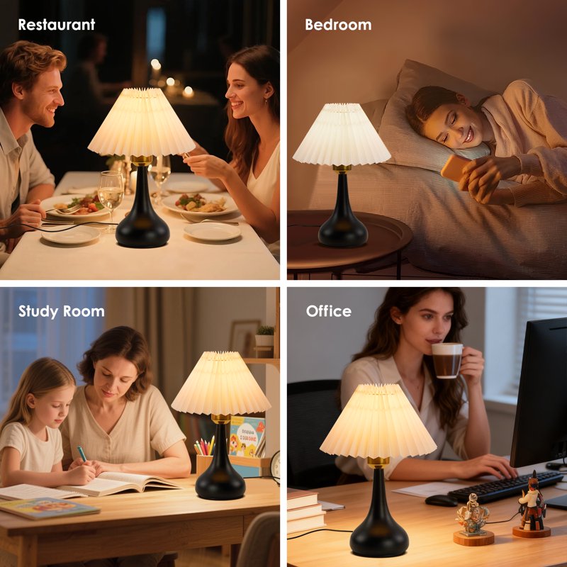 LED Table Lamp with 3 Color Temperatures, USB Powered, Black