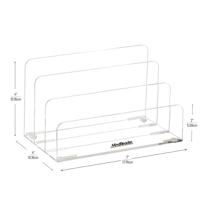 3-Tier Mail Sorter Desktop Organizer Acrylic Office Storage