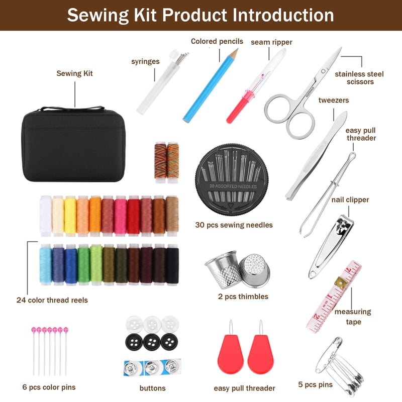 Travel Sewing Kit for Adults & Beginners Portable Hand Repair Supplies Compact