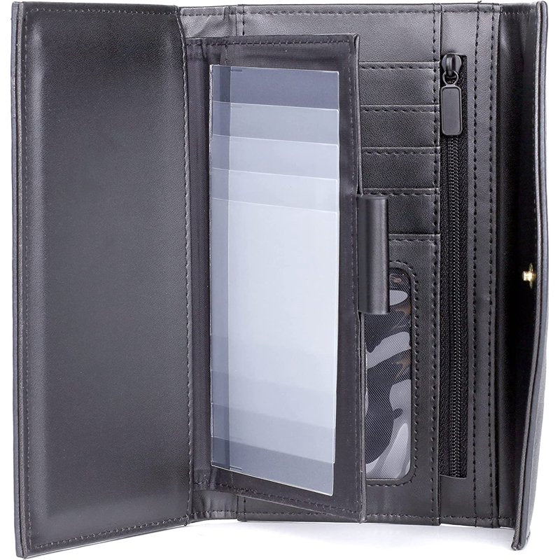 Women's Leather Clutch Organizer with Removable Checkbook & Card Slots