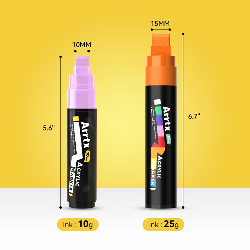 Arrtx Jumbo 15mm Acrylic Marker Set, 10 Pack - Basic Color Variation