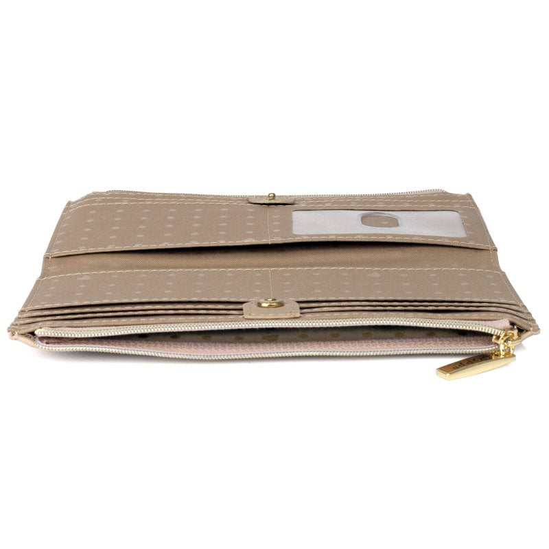Women's Leather Cosmopolitan Wallet with Card Slots & Zipper Pockets