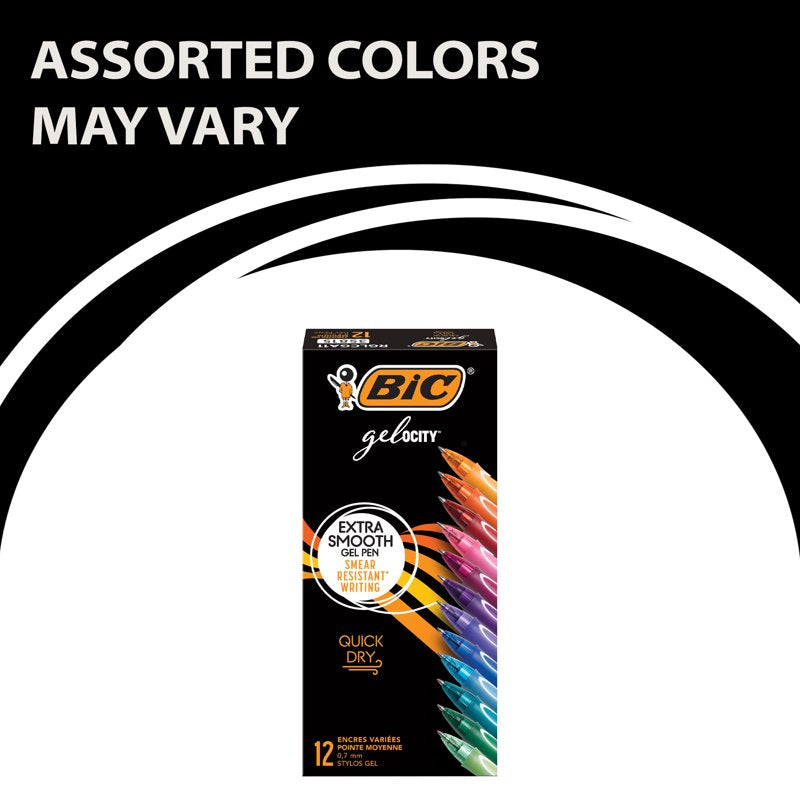 Gel Pen Set - Assorted Colors, Medium Point 0.7mm, 12-Count