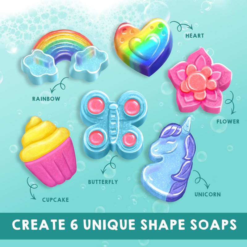 Kids Soap Making Kit with Molds for DIY Bath Bombs & Soaps - Creative Gift for Ages 8+