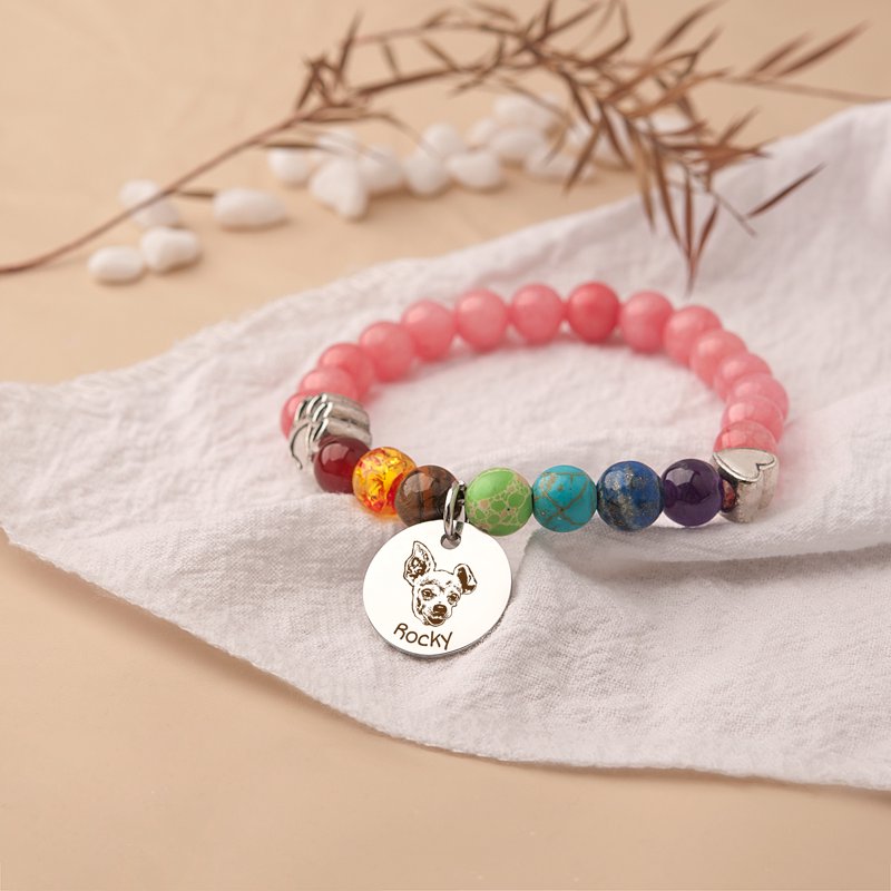 Personalized Pet Memorial Bracelet - Dog Remembrance Jewelry - Custom Engraved Gift