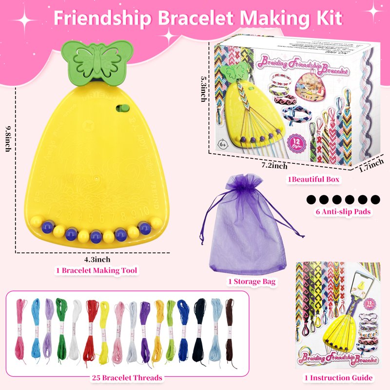 Friendship Bracelet Making Kit for Kids - DIY Jewelry Craft Set with Threads & Tools