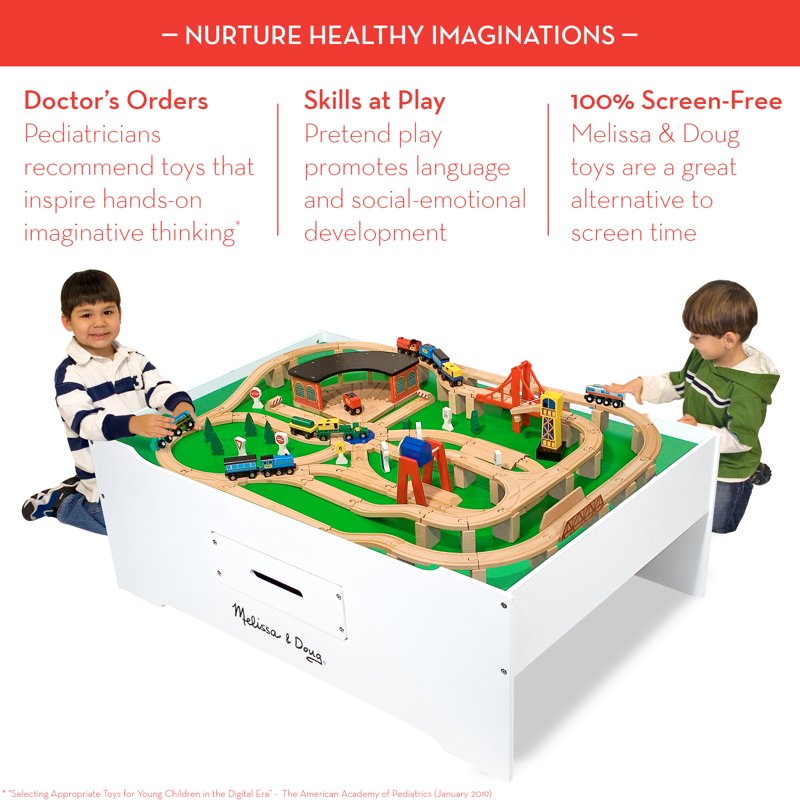 Kids Storage Multi Activity Play Table - Wooden Train & Craft Table