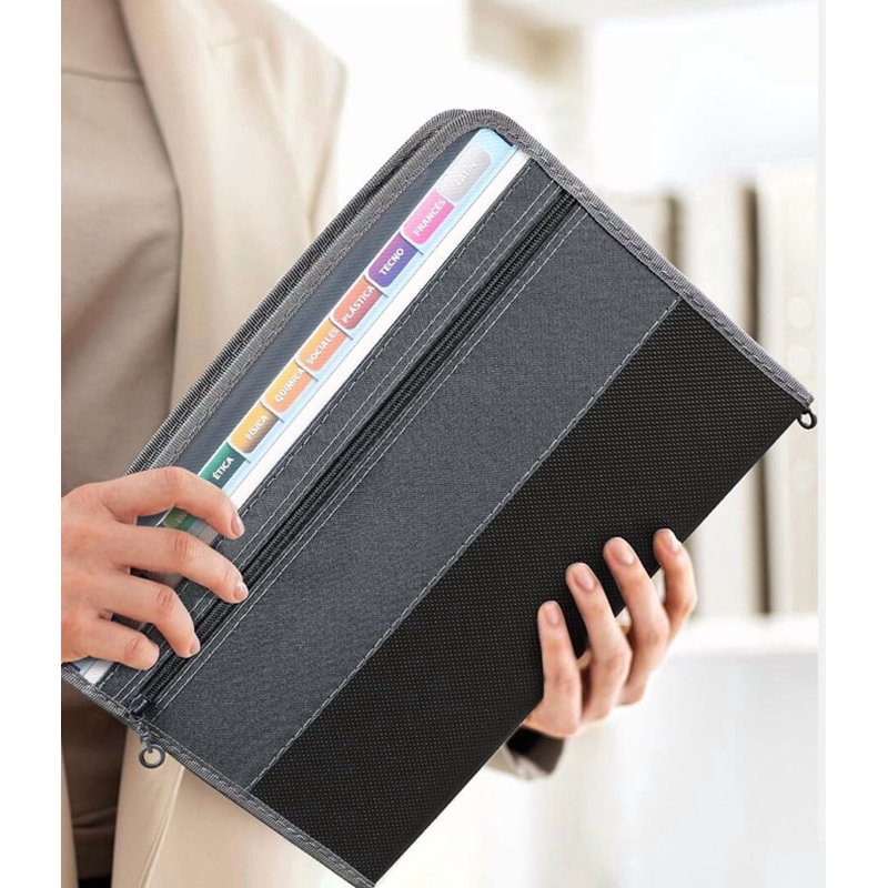 Accordion File Organizer with 13 Pockets, Portable Document Folder with Handle & Labels, Waterproof A4 & Letter Storage