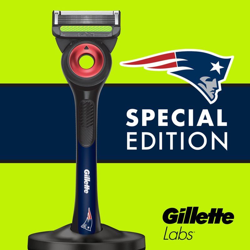Gillette Razor Bundle with Magnetic Stand & Refill Blades - Patriots Gameday Set
