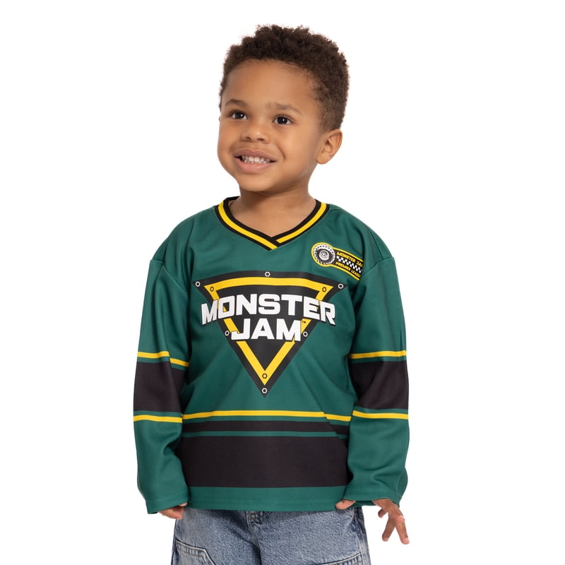 Toddler Boys Monster Jam Graphic Hockey Jersey Long Sleeve Sports Shirt