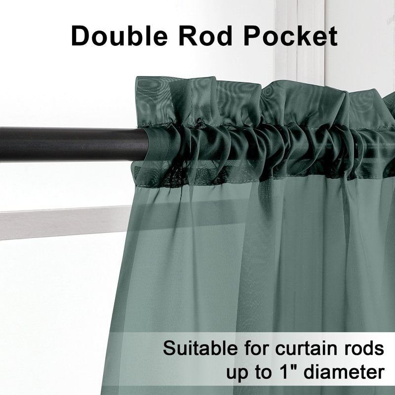 Light Filtering Sheer Curtains 2 Pack - Oversized, Extra Long Window Drapes