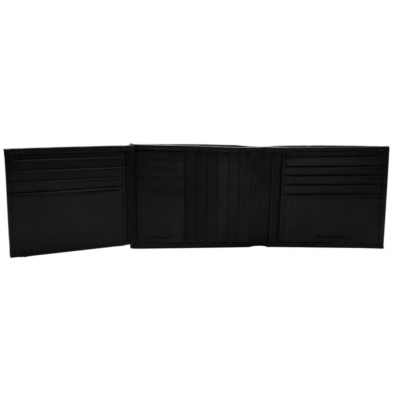 Men's Black Trifold Wallet with RFID Protection and Multiple Card Slots