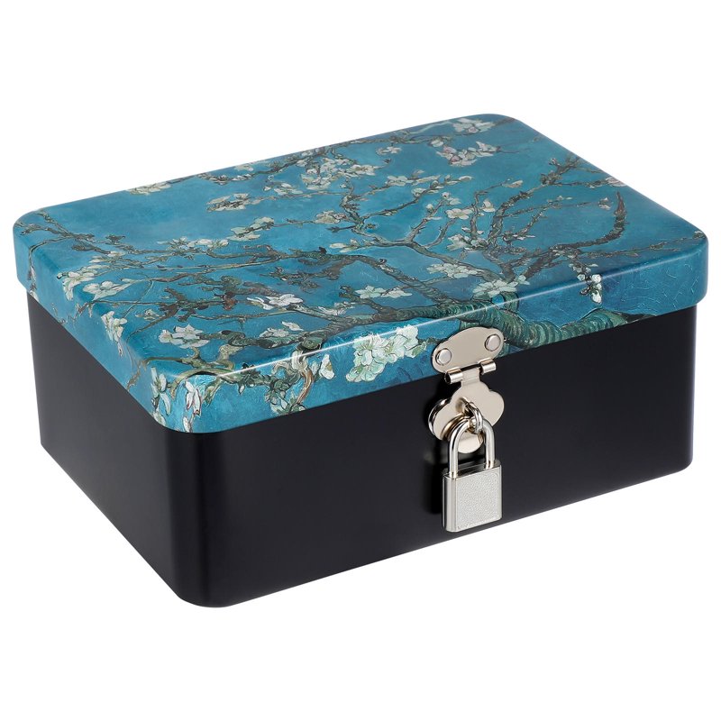 Large Metal Lock Box with Key - Portable Storage for Travel and Home
