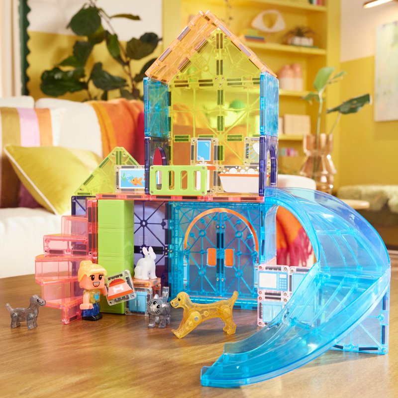 Magnetic Construction Toy Set for Kids - 50 Pieces with Pet Playhouse & Accessories