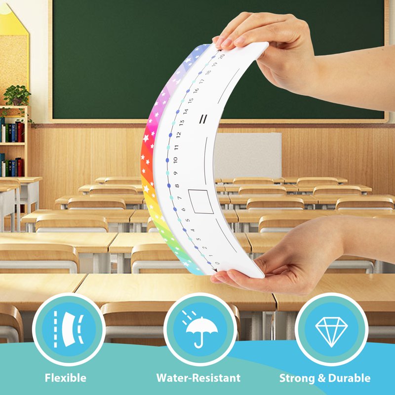 Kids Math Number Line Dry Erase Boards Set - Double Sided Writable & Erasable, 11.8 x 4 Inches