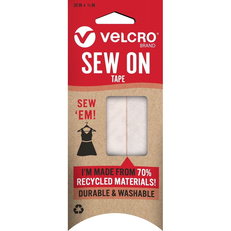 Eco-Friendly Sew-On Hook and Loop Fastener Tape - 36in x 3/4in, 3 Pack