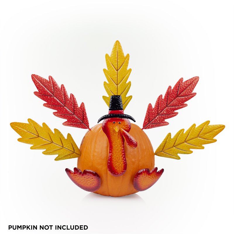 Thanksgiving Turkey Craft Kit with Metal Feathers for Pumpkin & Fruit Decoration