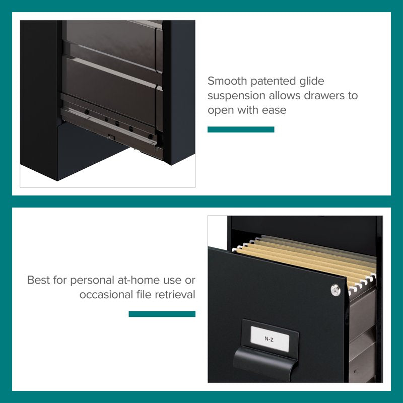 18 Inch Metal File Cabinet with Lock 2-Drawer Vertical Storage Organizer
