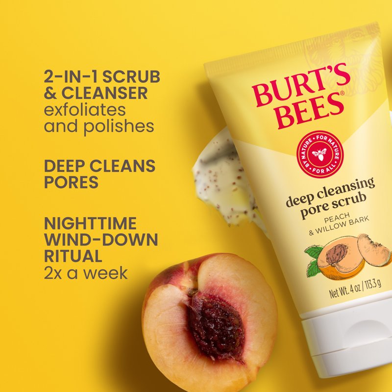 Natural Deep Cleansing Pore Scrub with Peach & Willow Bark - 3 Pack