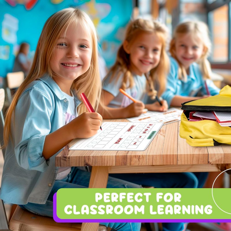 Double-Sided Phonics Dry Erase Sheets for Kids 9x12 Inch, Pack of 10