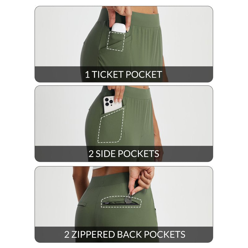 Womens Golf Pants with Pockets Ankle 7/8 Slim Fit 2XL Green
