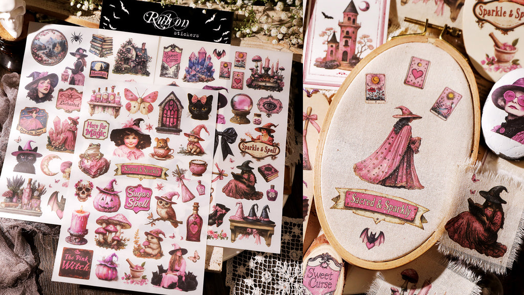 Witch Transfer Stickers for Crafts Scrapbooking Paper Fabric Wood DIY Decor