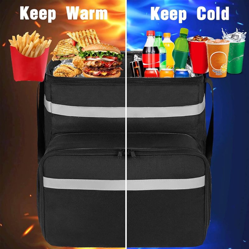 Insulated Food Delivery Backpack Large Leakproof Hot Pizza Bag with Pockets