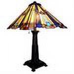 Tiffany-Style Mission Table Lamp with 2 Lights, 15-Inch Shade, Dark Antique Bronze