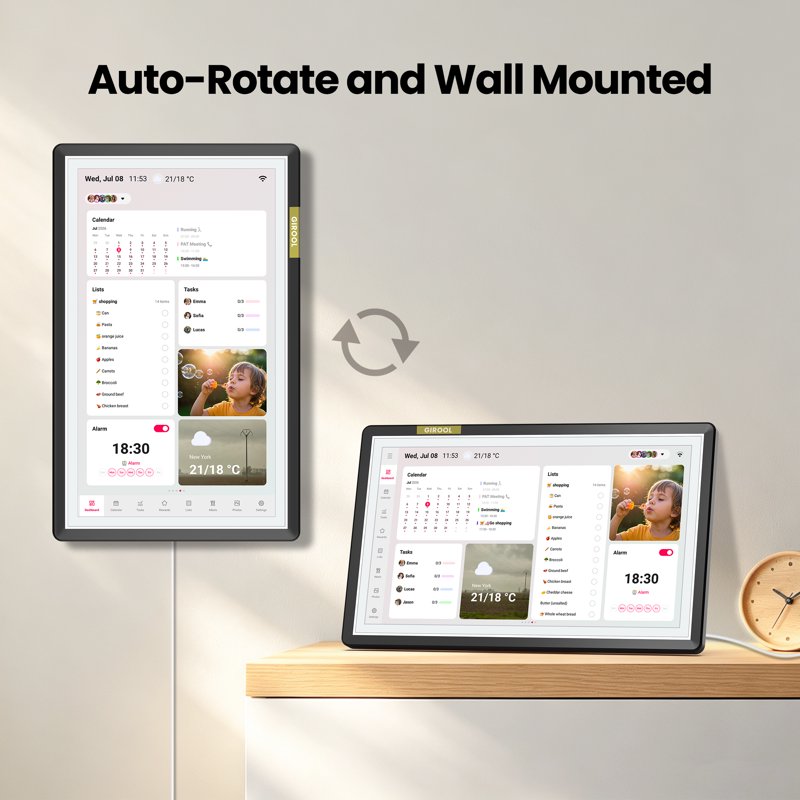 15.6-Inch Digital Family Calendar Touchscreen Wall Planner with Chore & Meal Management