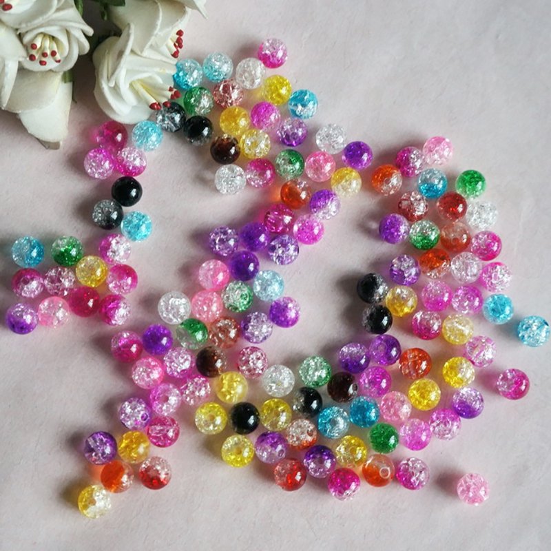 Multicolor Crack Crystal Glass Beads - 100 Pcs DIY Jewelry Craft Supplies