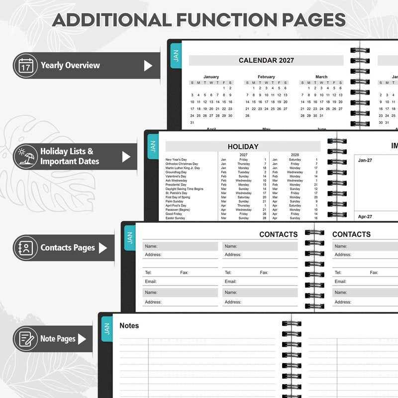 Large 2027 Weekly & Monthly Planner with Tabs & Elastic Closure - 8.5x11in